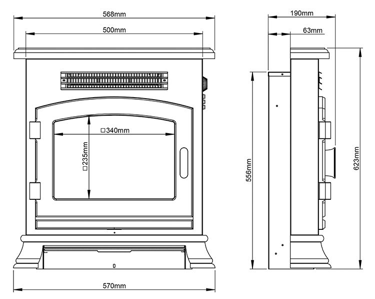 FLARE Banbury Inset Electric Stove SIzes