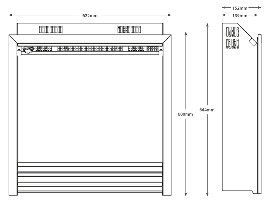 Coretta Electric Fire Dimensions