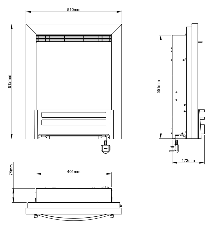 FLARE Ember Mk2 Electric Fire Sizes