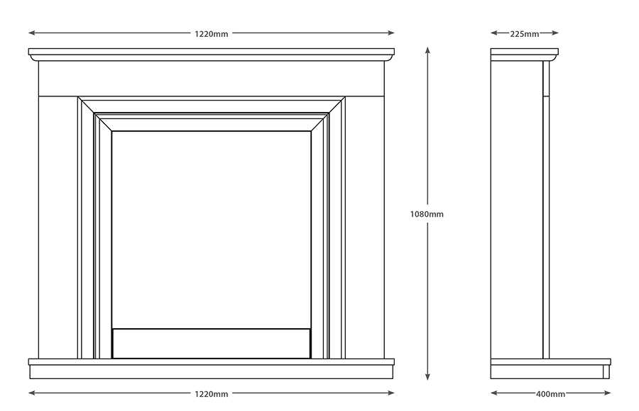 FLARE Greenwood 900 Gas Fireplace Dimensions