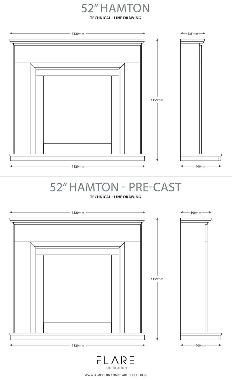 Hamton 900 Gas Fire Dimensions