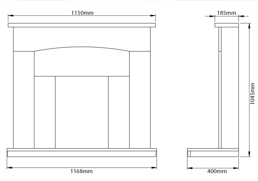 Flare Collection Isabelle Fireplace Sizes