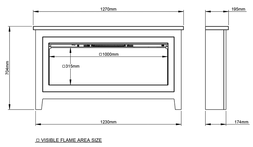 Poulton Electric Fireplace Console Sizes