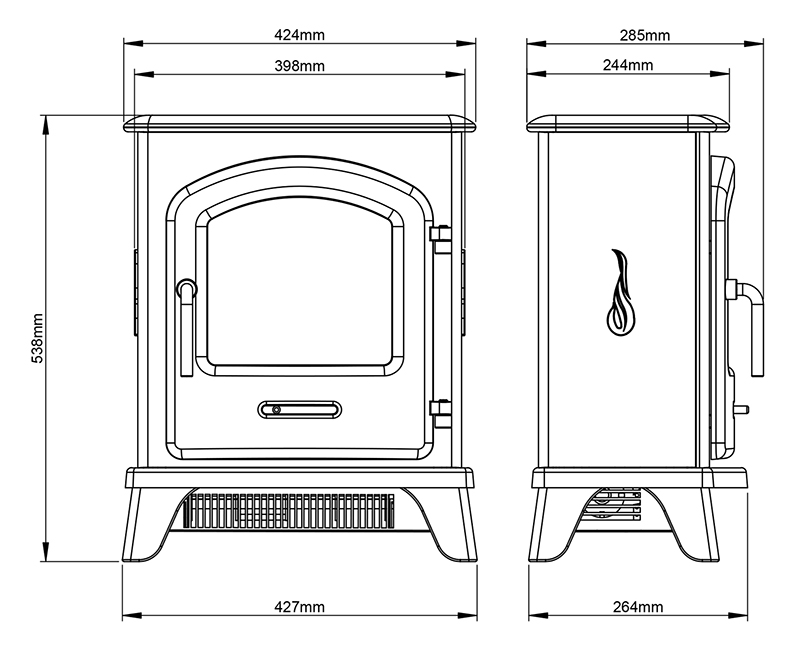 Serrano Electric Stove Dimensions