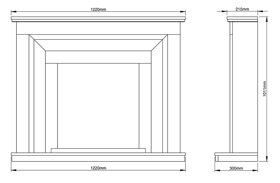 FLARE Whitham Fireplace Sizes