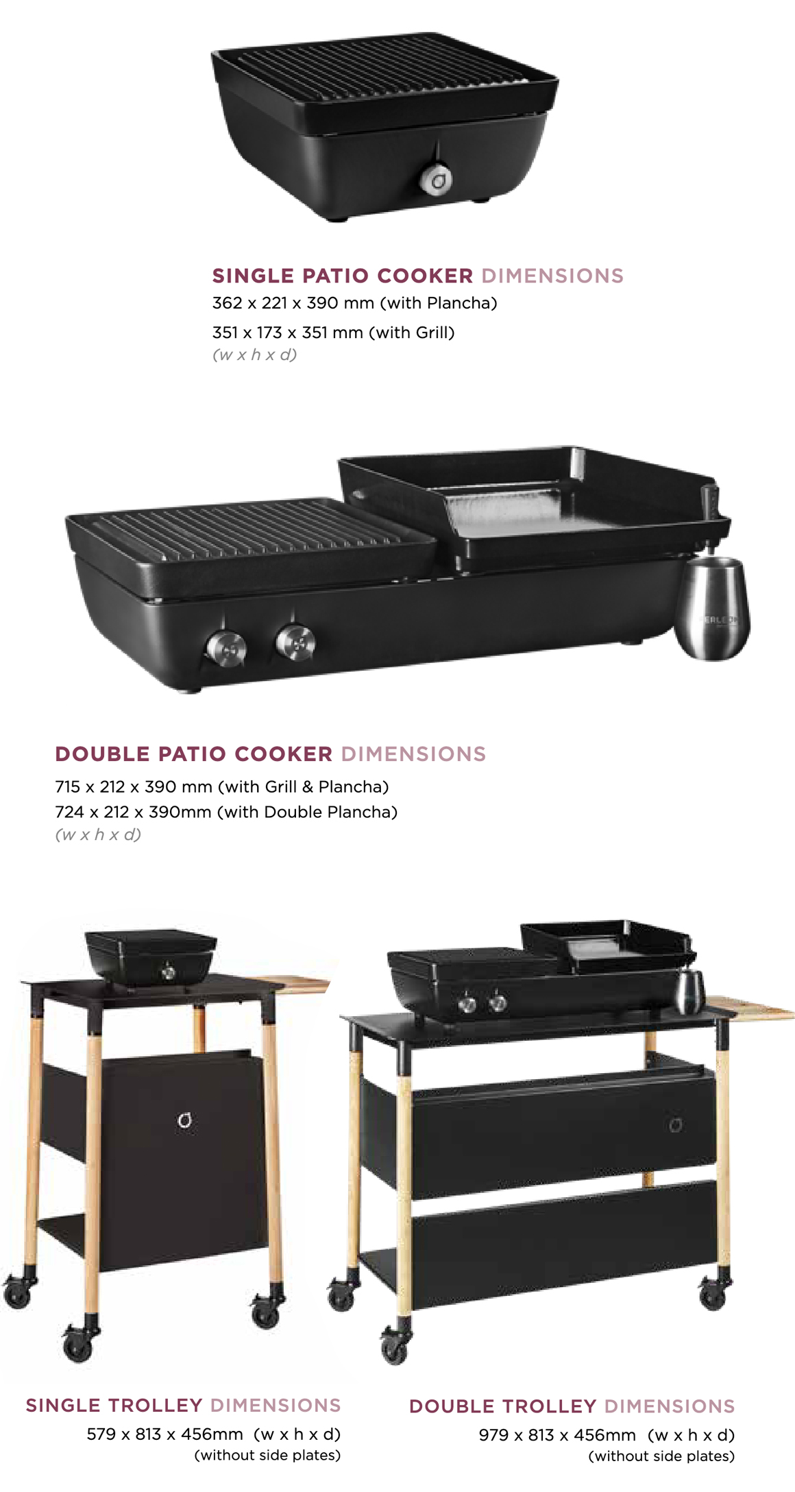 Ferleon Patio Gas Cooker Sizes