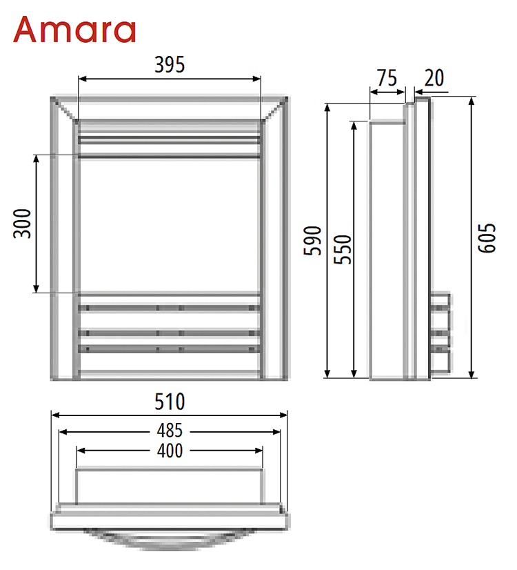 FireFX Amara Inset Electric Fire Sizes
