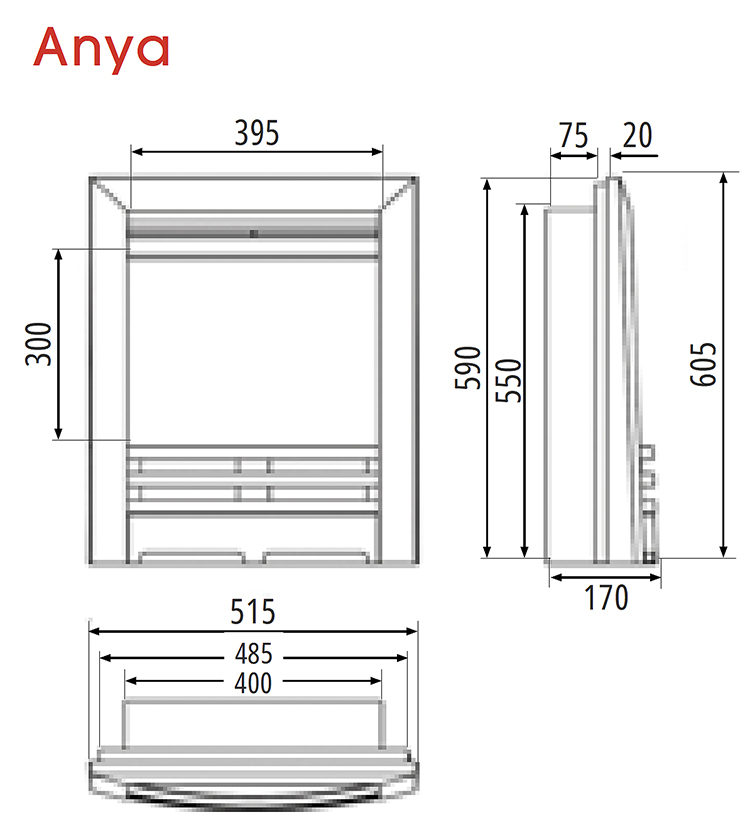 Anya Electric Fire Dimensions FireFX