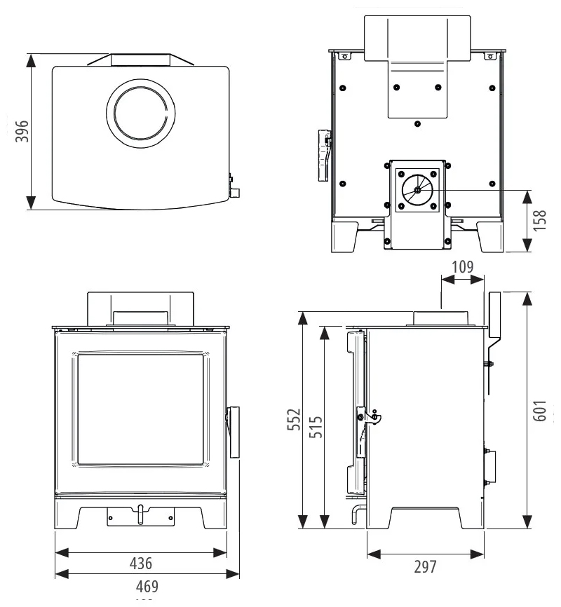 FireFX Echo Wood Stove Sizes
