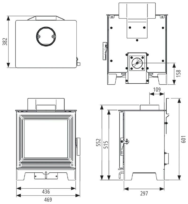 FireFX Wood Stove Dimensions
