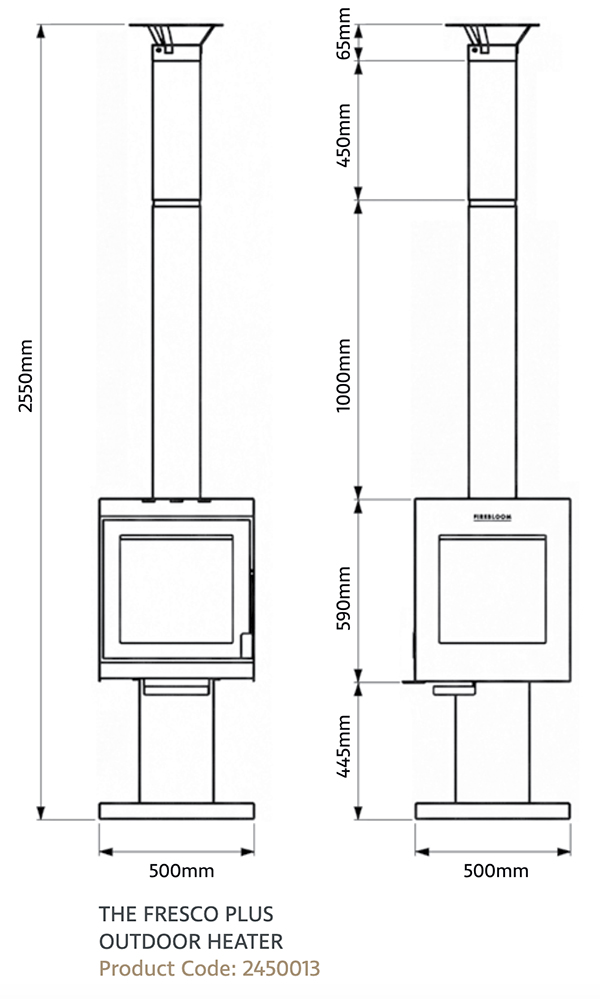 Fresco Plus Outdoor Wood Burning Stove Patio Heater Sizes