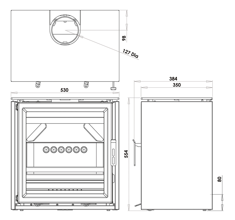 Ecostar 5 Wide Freestanding Stove Dimensions