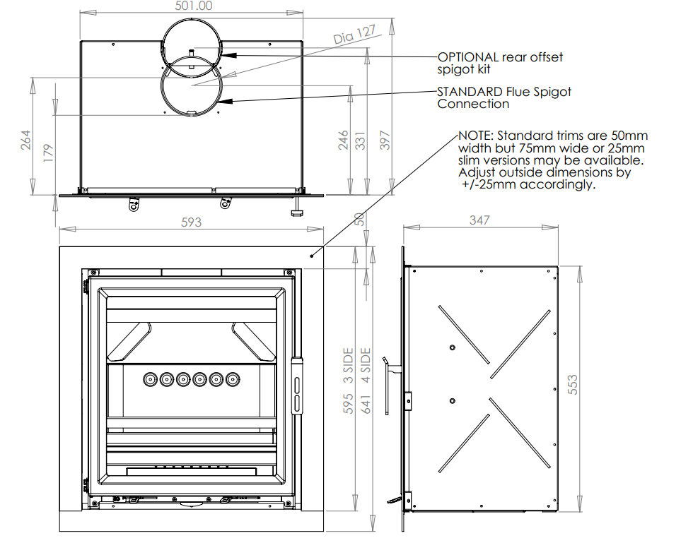 Fireline Ecostar 5 Wide Inset Stove Sizes