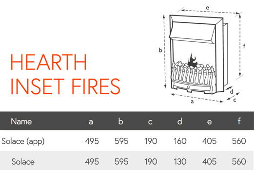 Flamerite Fires Solace Sizes