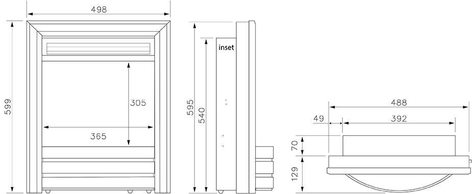 Flavel Proflame Autograph Inset Electric Fire Dimensions