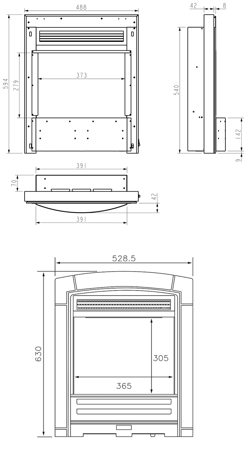 Flavel Proflame SL Decadence Dimensions