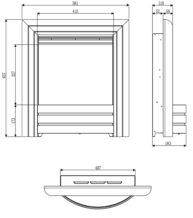 Flavel Proflame SSL Opulence Electric Fire Sizes