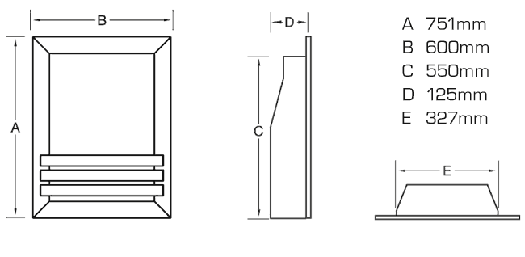 Flavel Windsor Contemporary HE Wall Mounted Gas Fire Sizes