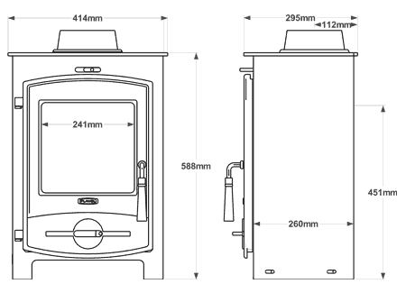 Flavel CV05 Multi-Fuel Stove Sizes