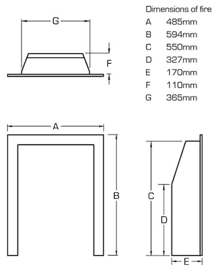 Flavel Linear Gas Fire Sizes