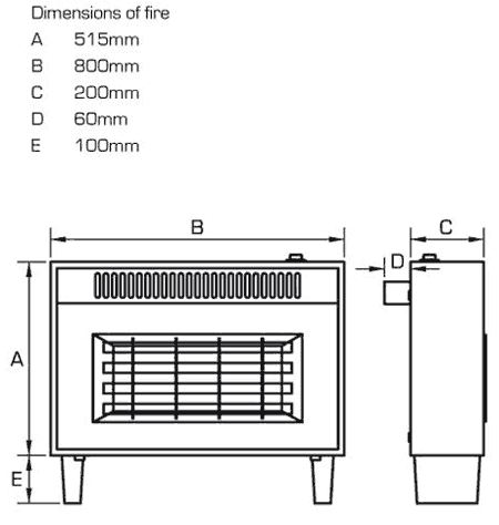 Flavel Misermatic Gas Fire Sizes