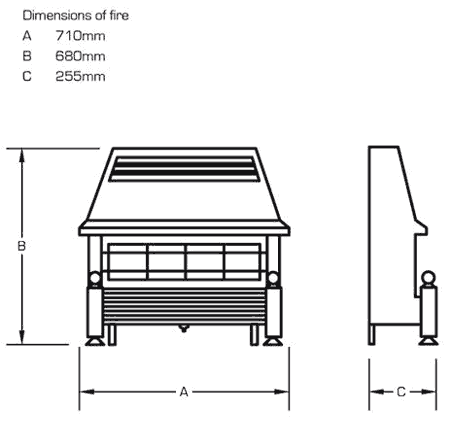 Flavel Regent Radiant Gas Fire Sizes