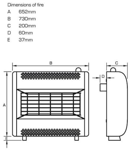 Flavel Renaissance Gas Fire Sizes