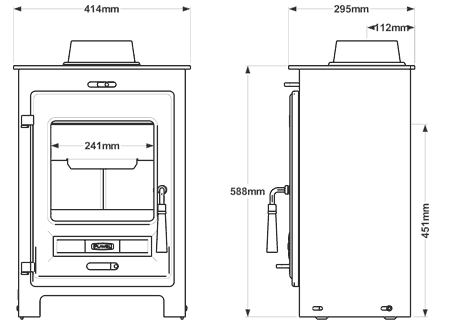 Flavel SQ05 Multi-Fuel Stove Sizes