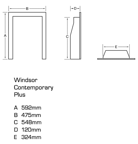 Flavel Windsor Contemporary Plus High Efficiency Gas Fire Sizes