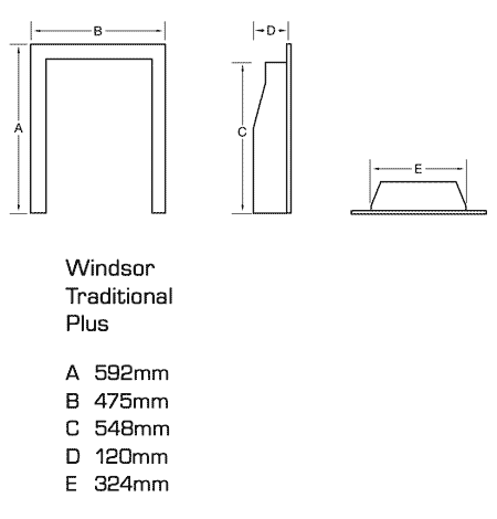 Flavel Windsor Traditional Plus High Efficiency Gas Fire Sizes