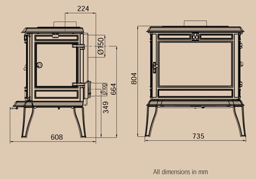 Franco Belge Monte Carlo Wood Burning Stove Sizes