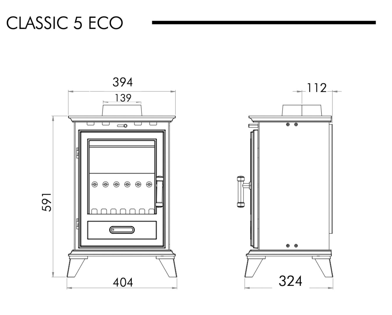 Gallery Classic 5 Eco Multi-Fuel Stove Sizes