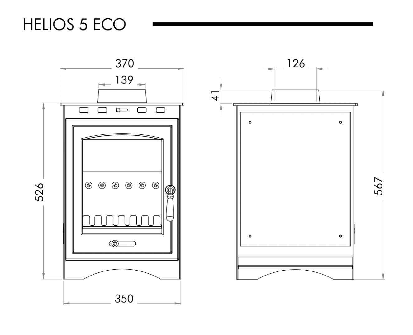 Helios Eco 5 Stove Sizes