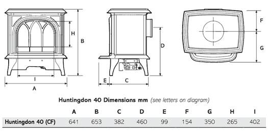 Gazco Huntingdon 40 Gas Stove Sizes