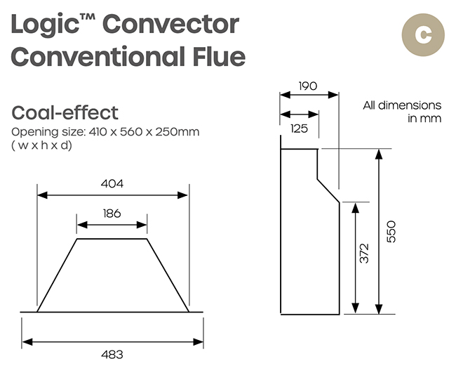 Gazco Logic Convector Gas Fire Sizes