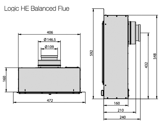 Gazco Logic HE Arts Balanced Flue Gas Fire Sizes