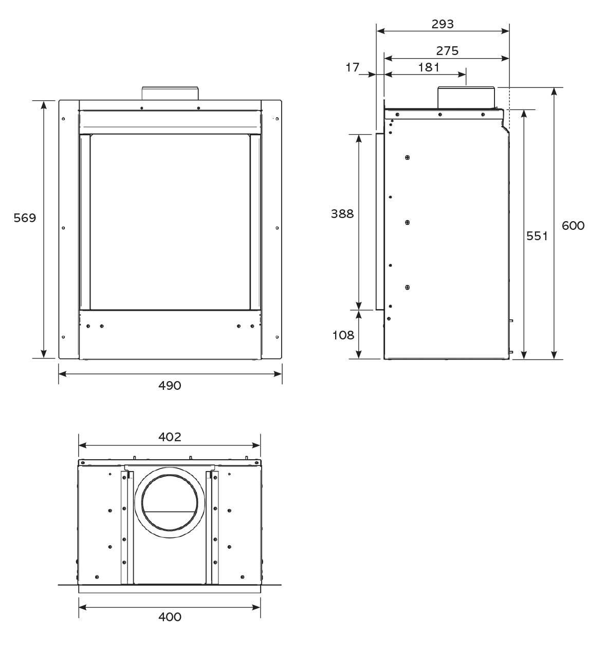 Gazco Riva2 400 Evoke Gas Fire Sizes