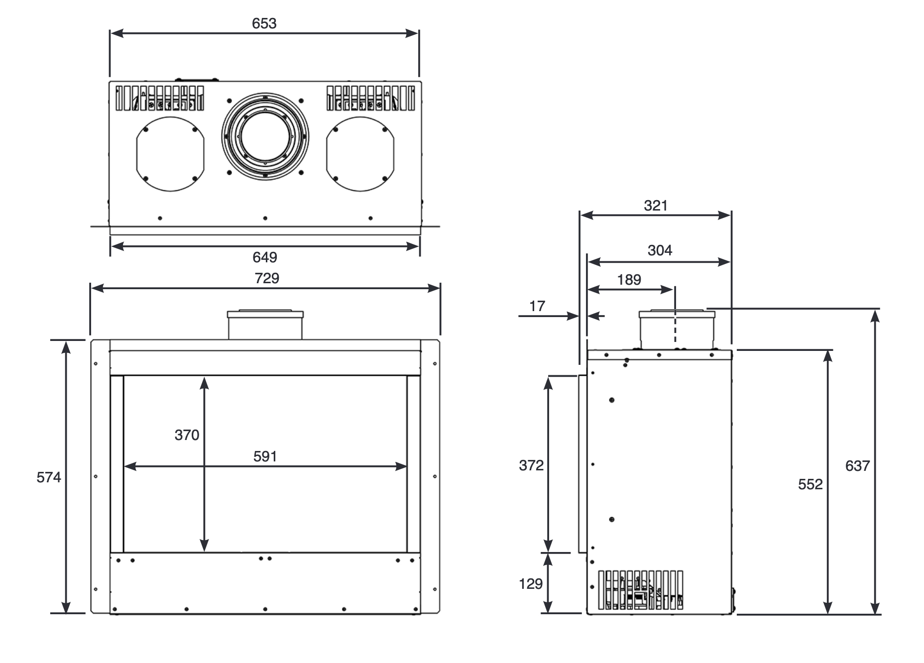 Gazco Riva2 600 Edge Balanced Flue Sizes