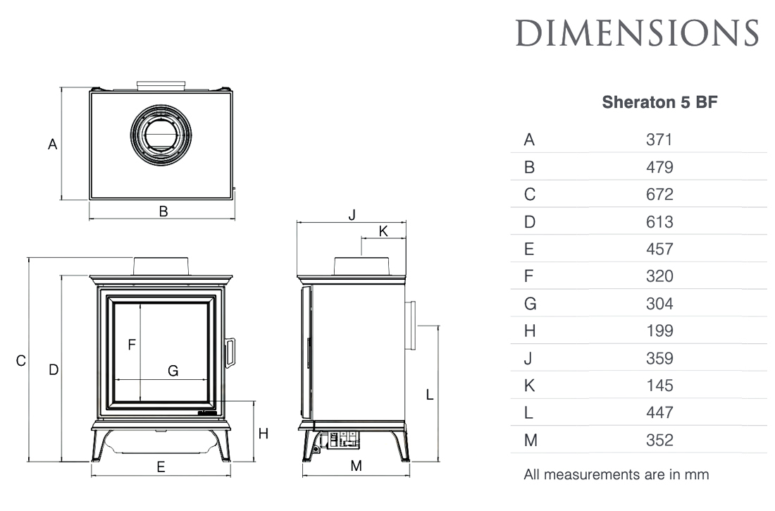 Gazco Sheraton 5 Balanced Flue Dimensions