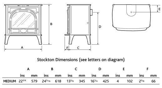 Gazco Medium Stockton Electric Stove Sizes