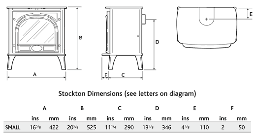 Gazco Small Stockton Electric Stove Sizes