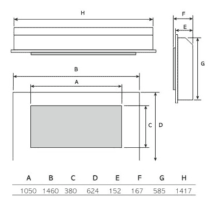 Gazco Studio Inset 105 Electric Fire Sizes