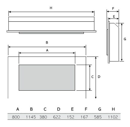 Gazco Studio Inset 80 Electric Fire Sizes