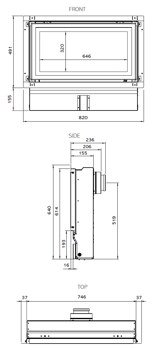 Gazco Studio Slimline Glass Sizes