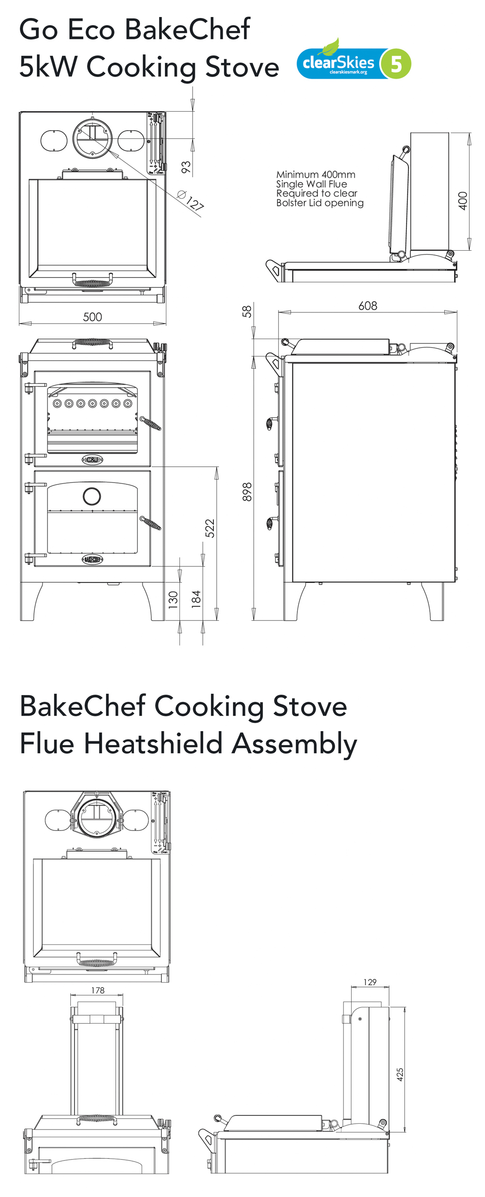 Go Eco Bake Chef Stove Dimensions