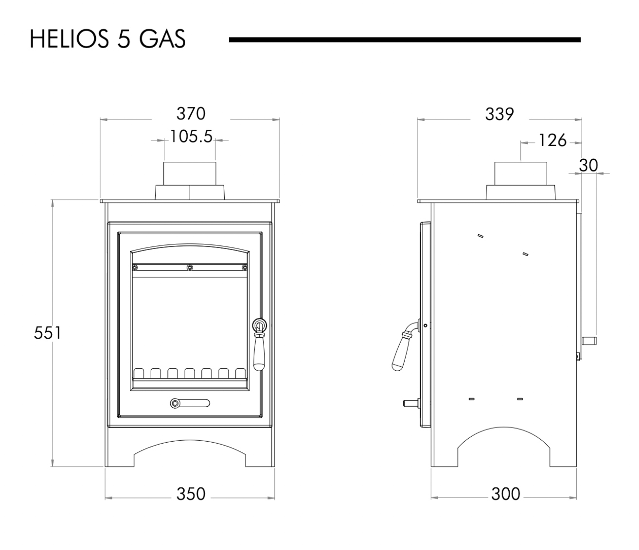 Helios 5 Gas Stove Sizes