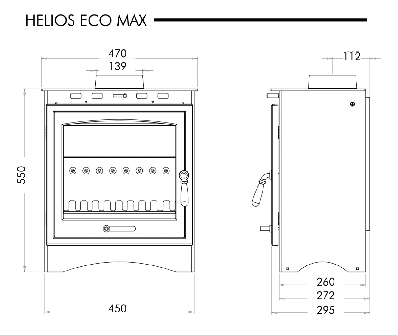 Helios Eco Max Multifuel Stove Sizes