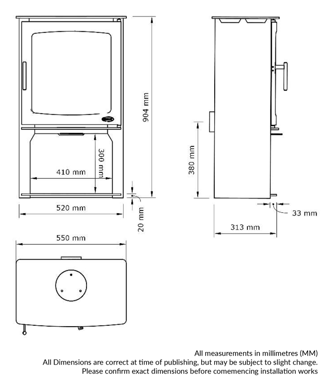 Henley Hazelwood with Logstore Stove Dimensions