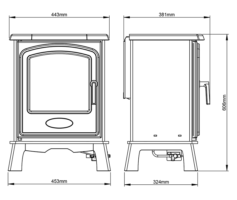 Hereford 5 Gas Stove Dimensions