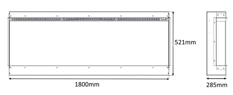Hunter EF72 Fireplace Sizes